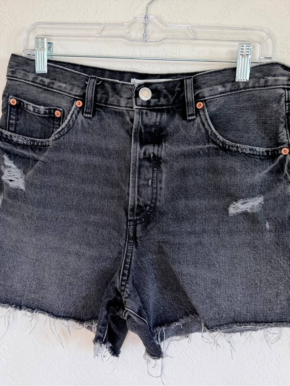 MNG Black Distressed High-Rise Denim Shorts - Women